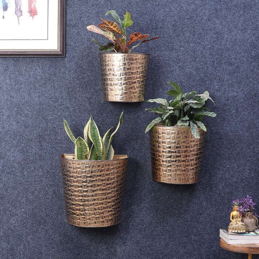 Gold & Black Hammered Wall Planter - Set of 3 Writings On The Wall home decor