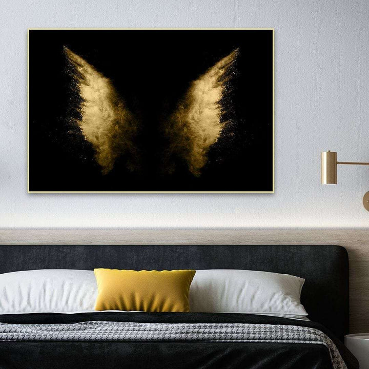 Golden Angel Wings Painting Writings On The Wall Canvas Print