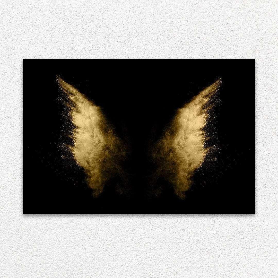 Golden Angel Wings Painting Writings On The Wall Canvas Print