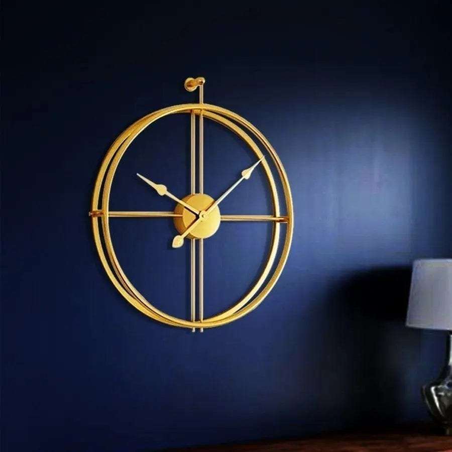 Golden Double Ring Wall Clock Writings On The Wall Metal Wall Clock