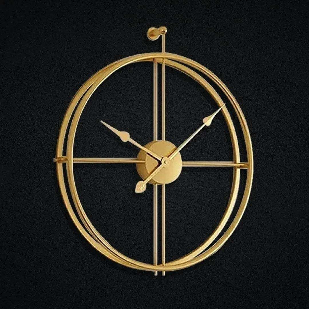 Golden Double Ring Wall Clock Writings On The Wall Metal Wall Clock