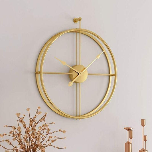 Golden Double Ring Wall Clock Writings On The Wall Metal Wall Clock