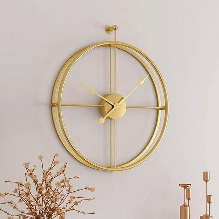 Golden Double Ring Wall Clock Writings On The Wall Metal Wall Clock