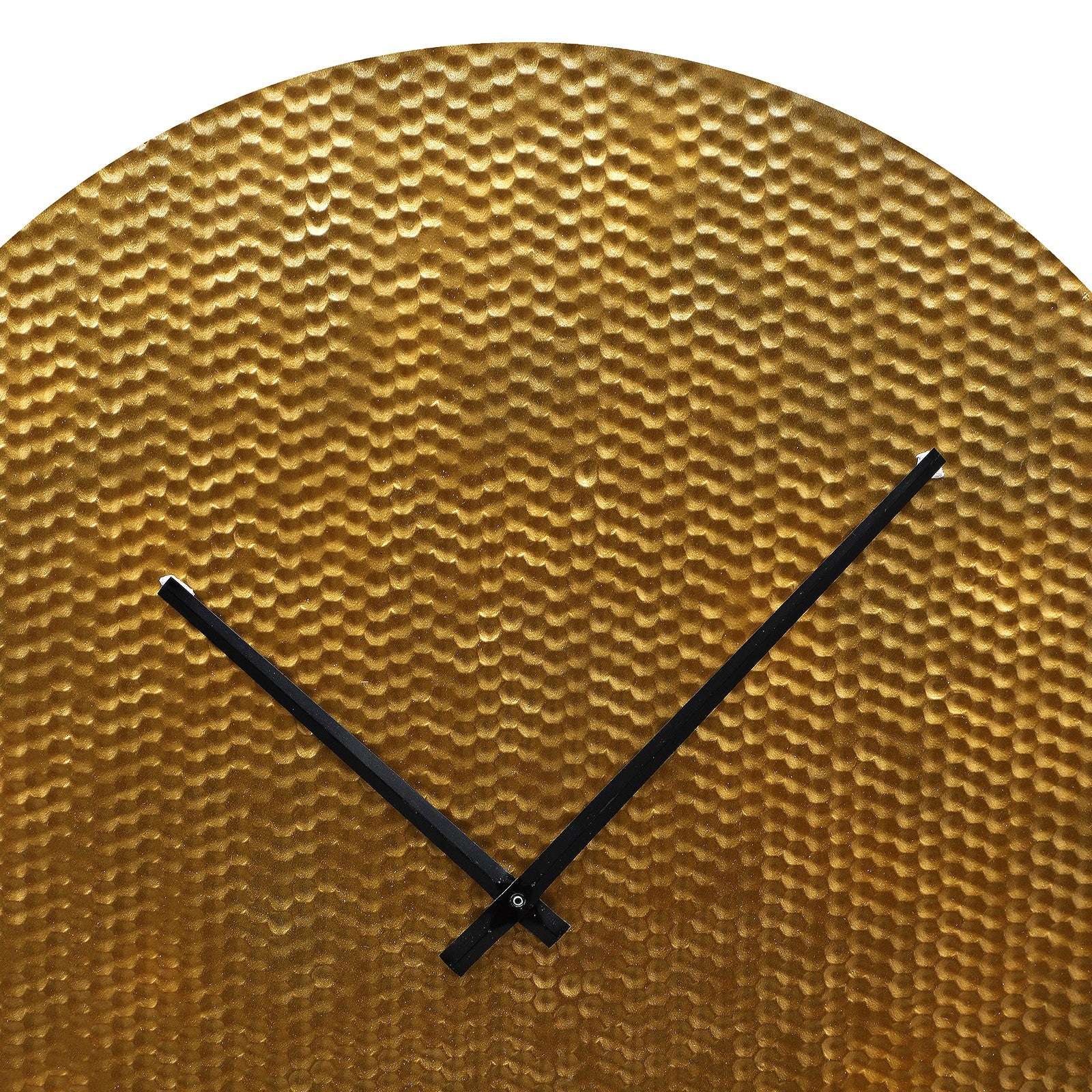 Golden Textured Designer Wall Clock Writings On The Wall Metal Wall Clock
