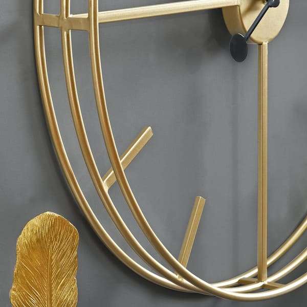 Golden Triple Ring Wall Clock Writings On The Wall Metal Wall Clock