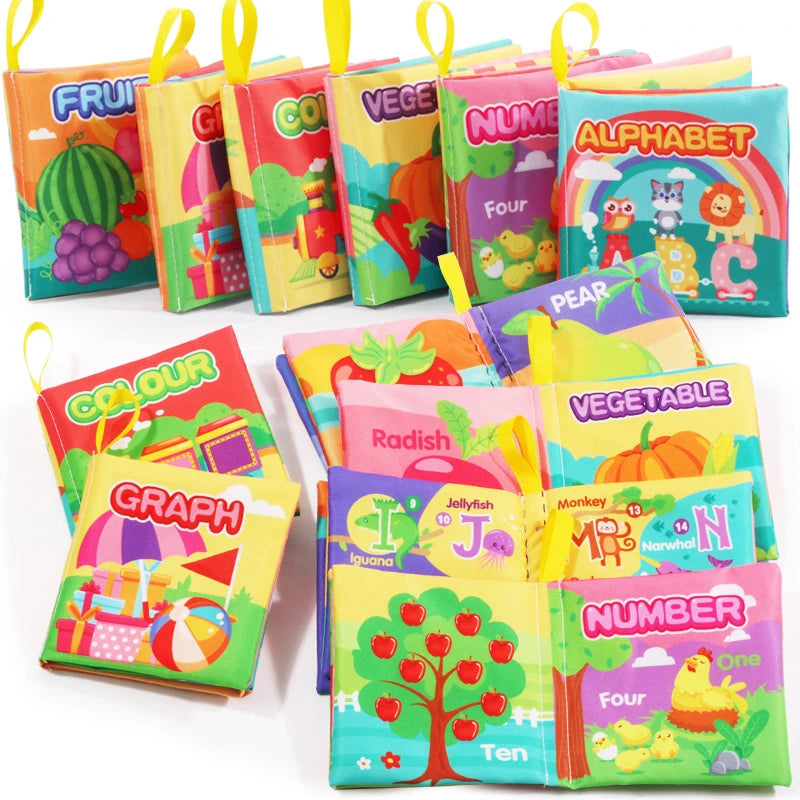 Baby Fabric Books 0-12 Monthes Educational Infant Early Learning Cloth Book Newborn Develop Cognize Reading Puzzle Toys