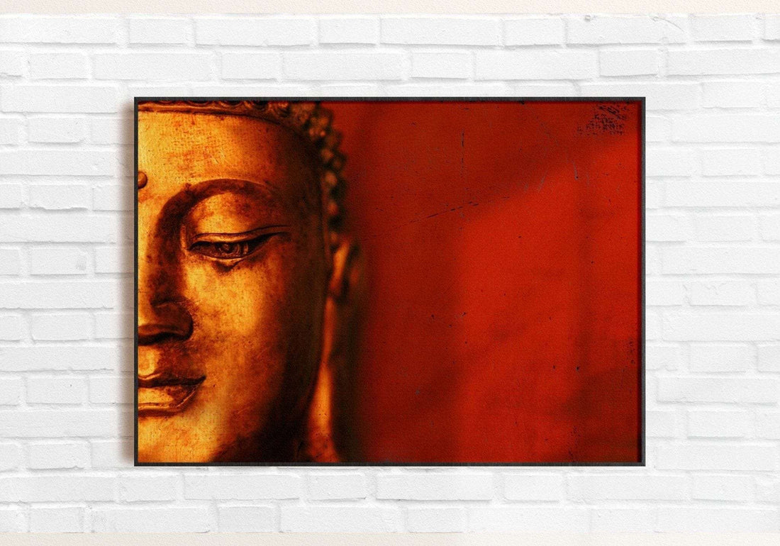 Half-face Buddha Painting Writings On The Wall Canvas Print