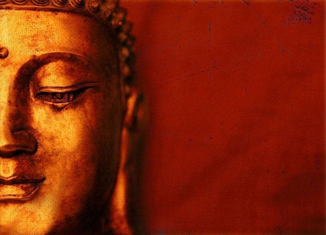 Half-face Buddha Painting Writings On The Wall Canvas Print