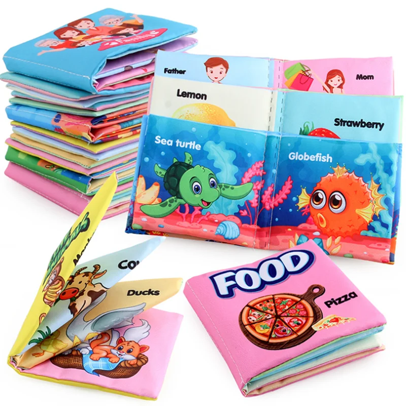 Baby Fabric Books 0-12 Monthes Educational Infant Early Learning Cloth Book Newborn Develop Cognize Reading Puzzle Toys