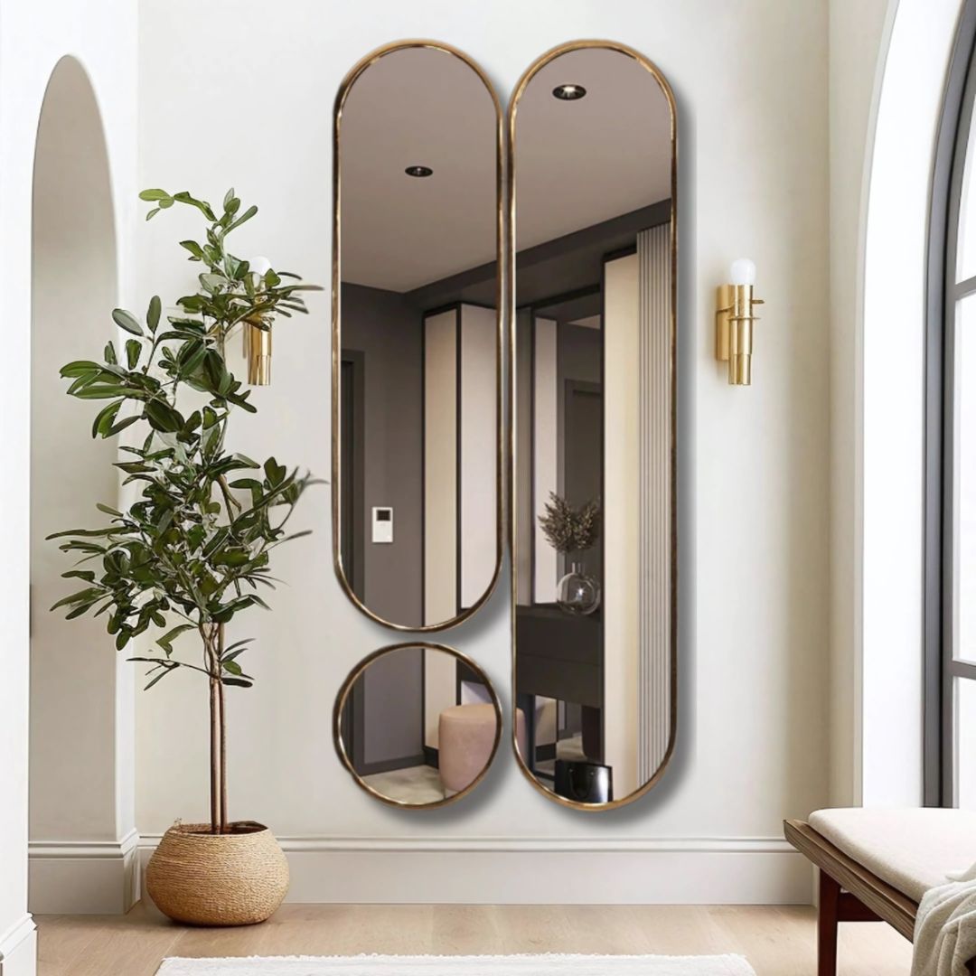 Full Length Decorative Wall Mirror - 3 Piece Set