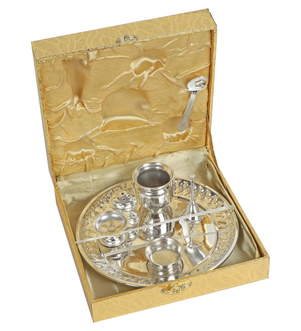 Stainless Steel Pooja Thali With Gift Box