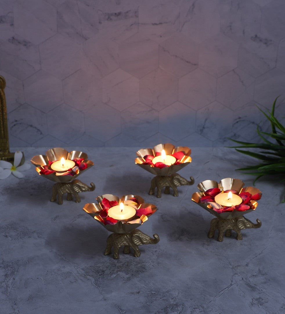 Elephant Diya/Tealight Holder - Set of 4