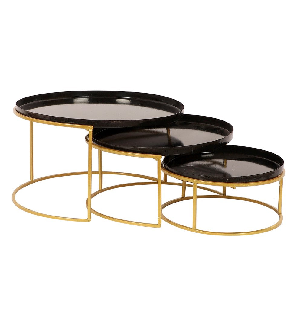 Black & Gold Round Buffet Platter - Set of 3