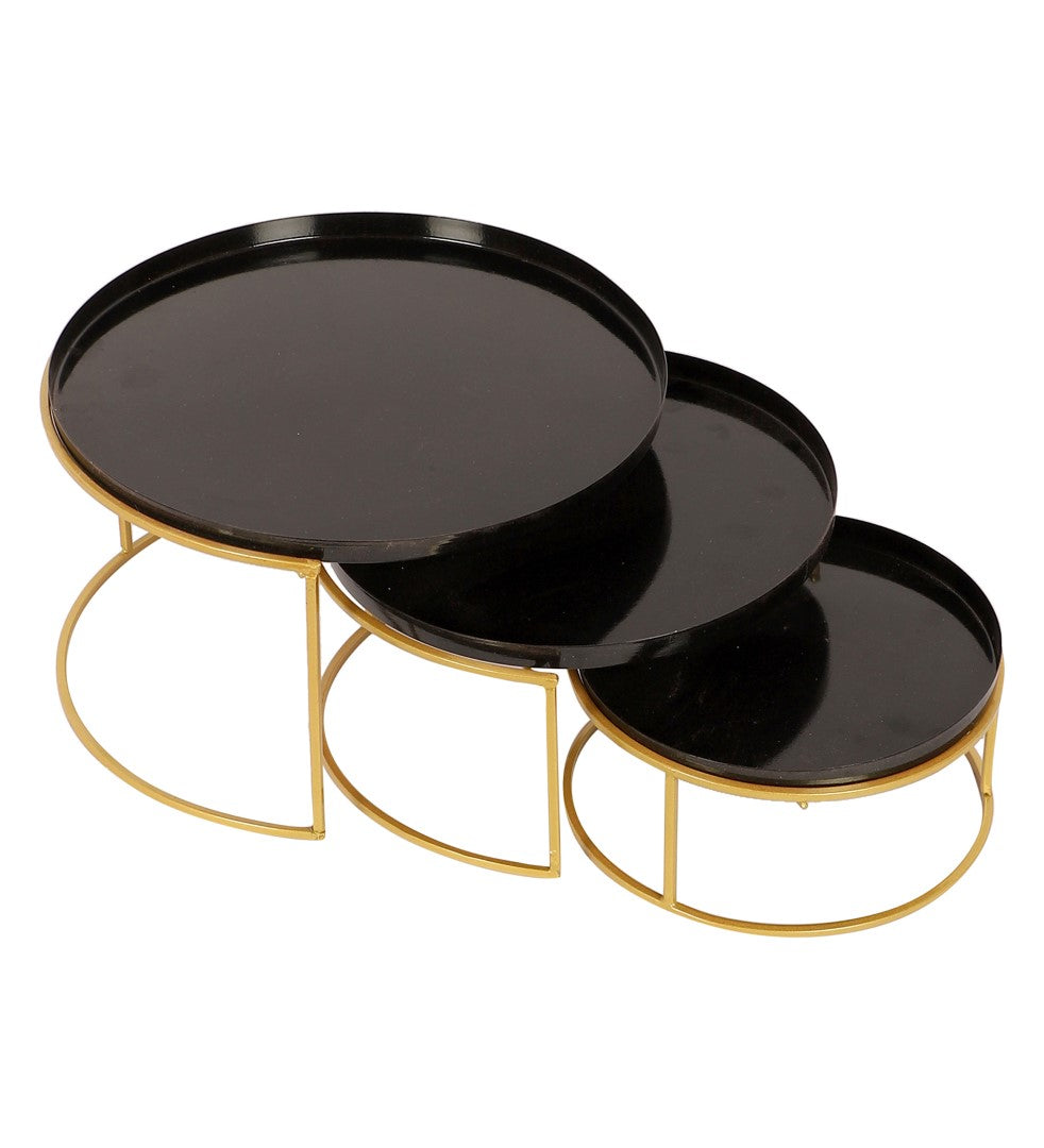 Black & Gold Round Buffet Platter - Set of 3