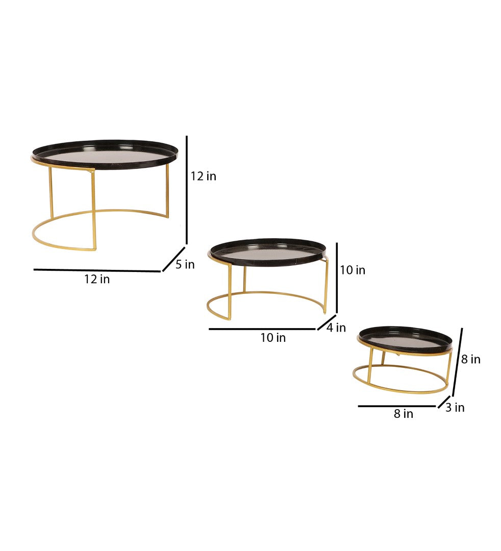 Black & Gold Round Buffet Platter - Set of 3