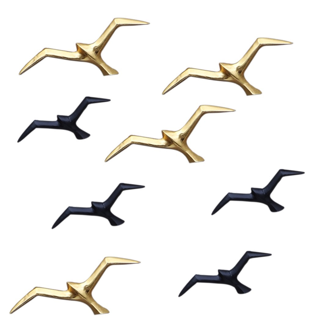 Black & Gold Flying Birds Wall Hanging - Set of 8