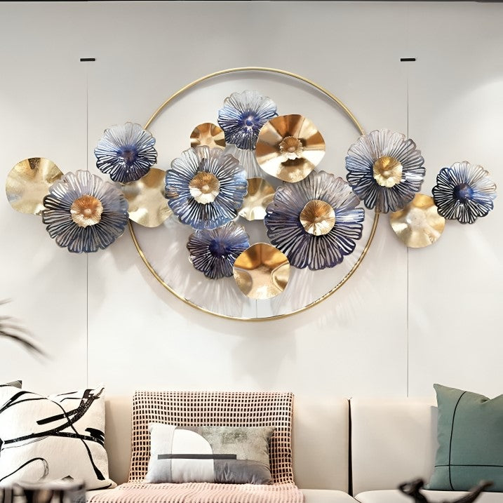 Blue & Gold Floral Wall Art