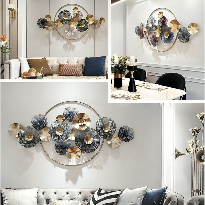 Blue & Gold Floral Wall Art