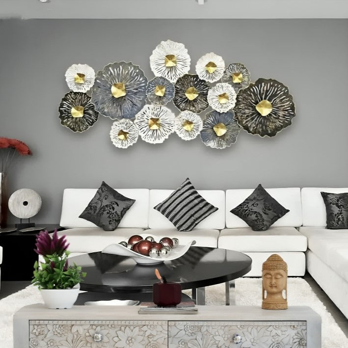 Black & White Circular Floral Wall Art