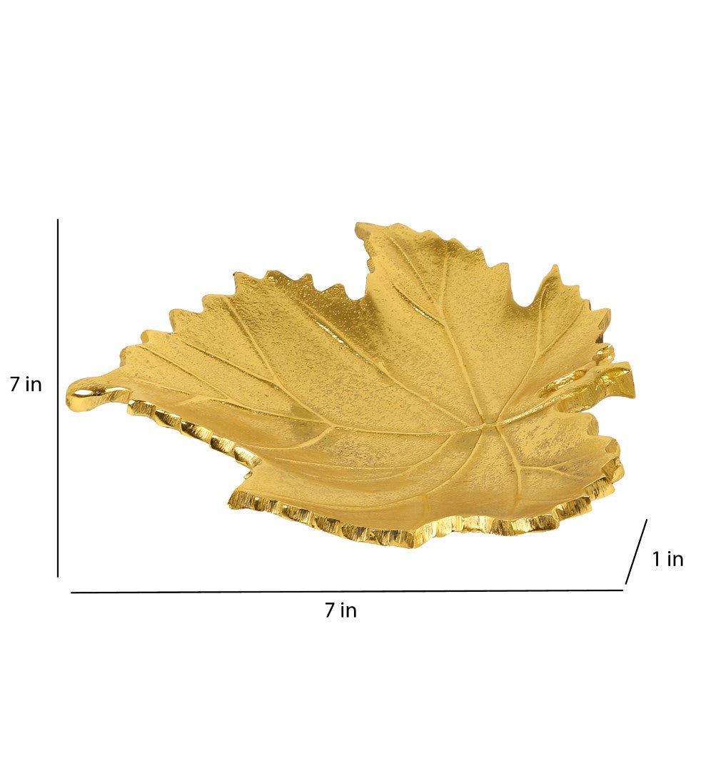 Large Chinar Leaf Metal Platter