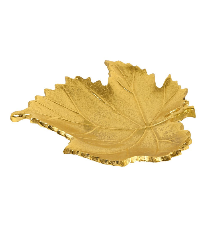 Large Chinar Leaf Metal Platter