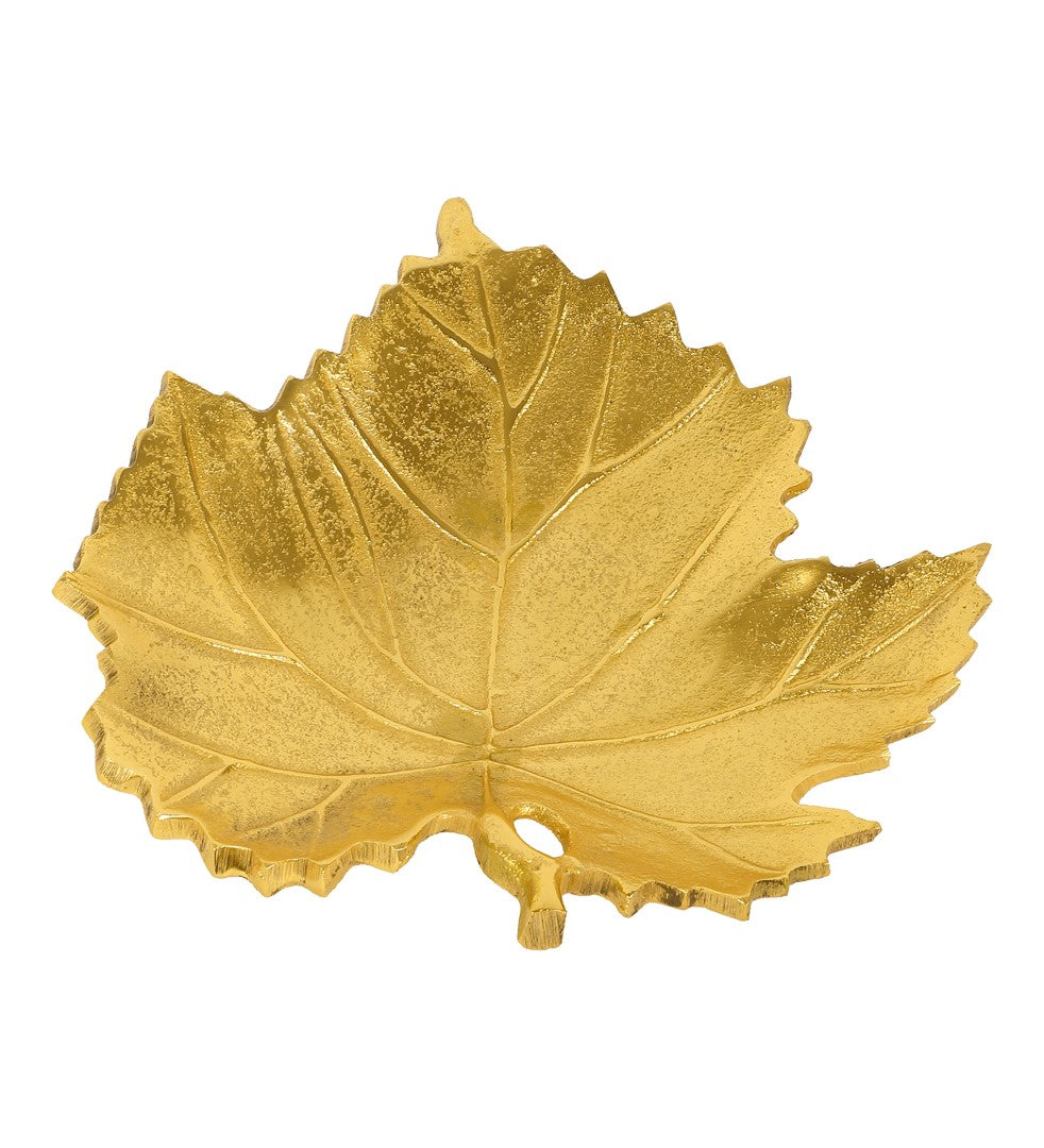 Large Chinar Leaf Metal Platter