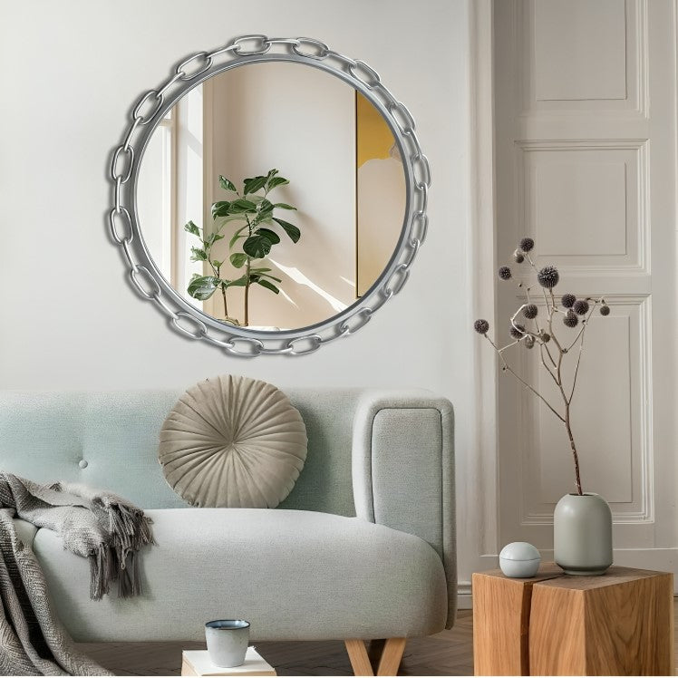 Chain Design Round Wall Mirror