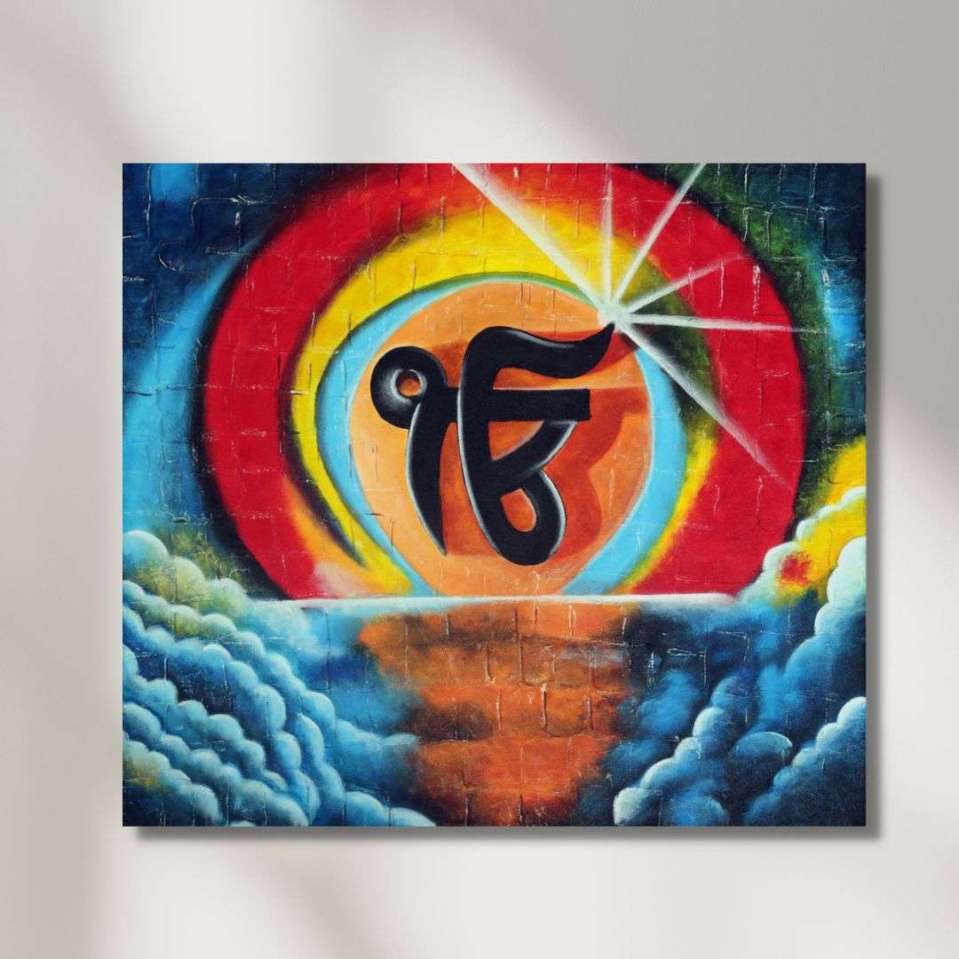 Ik Onkar Handmade Acrylic Painting Writings On The Wall Oil Painting