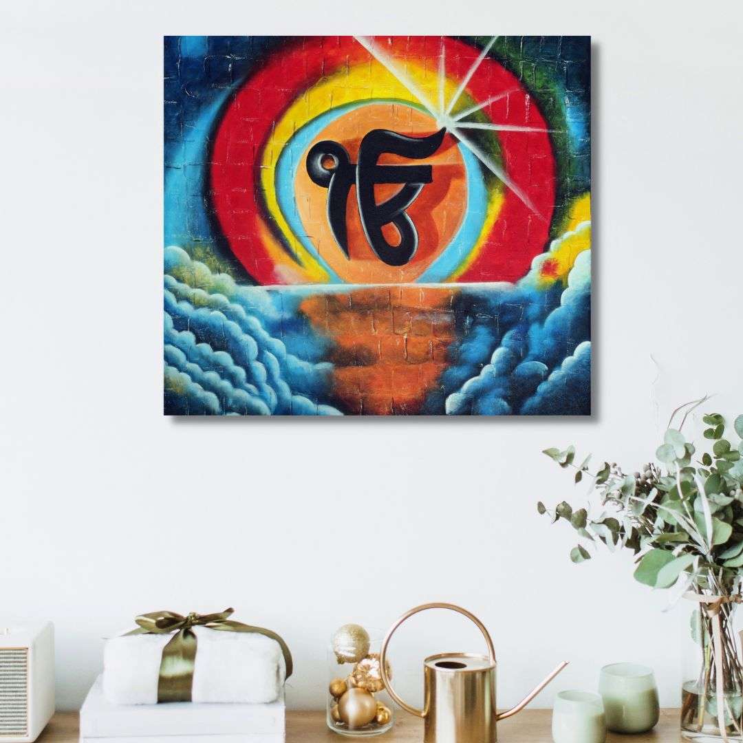 Ik Onkar Handmade Acrylic Painting Writings On The Wall Oil Painting