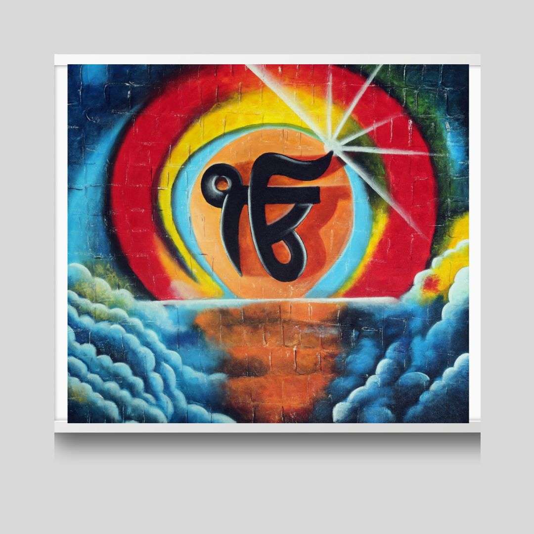 Ik Onkar Handmade Acrylic Painting Writings On The Wall Oil Painting