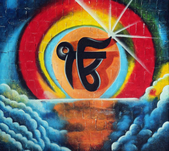 Ik Onkar Handmade Acrylic Painting Writings On The Wall Oil Painting