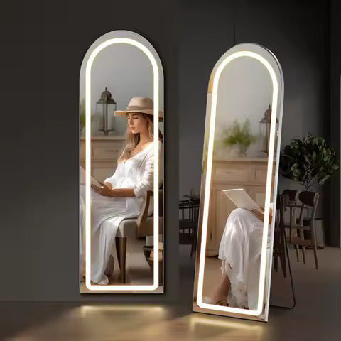 LED Full Length Sleek Designer Wall/Floor Mirror - Arched