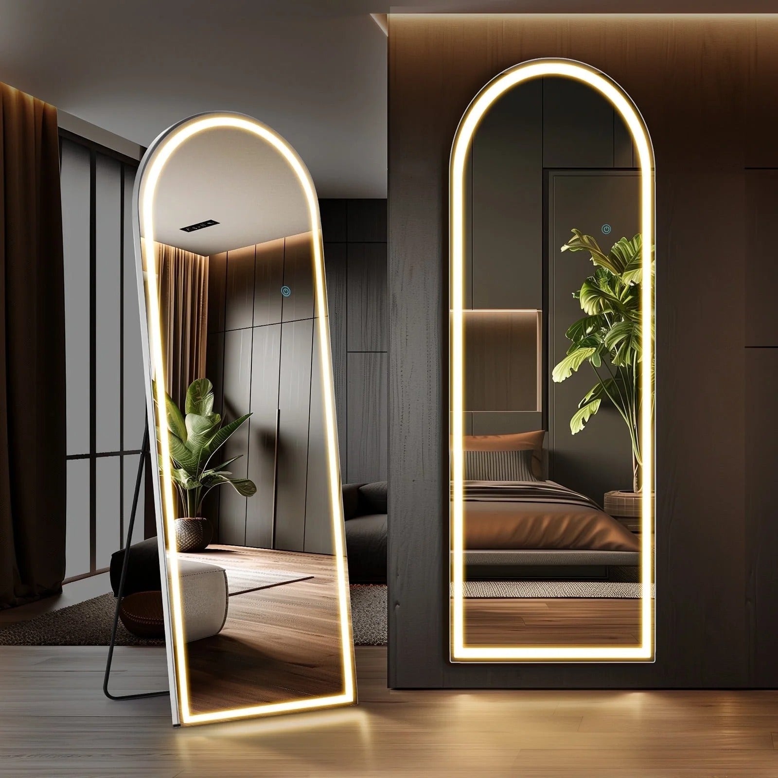 LED Full Length Sleek Designer Wall/Floor Mirror - Arched