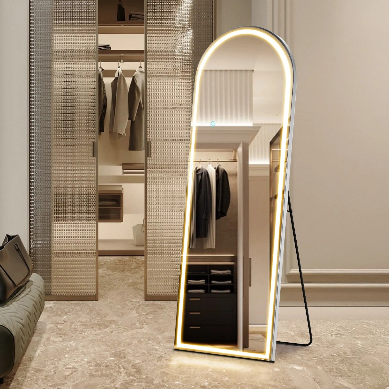 LED Full Length Sleek Designer Wall/Floor Mirror - Arched