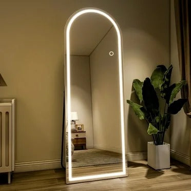 LED Full Length Sleek Designer Wall/Floor Mirror - Arched