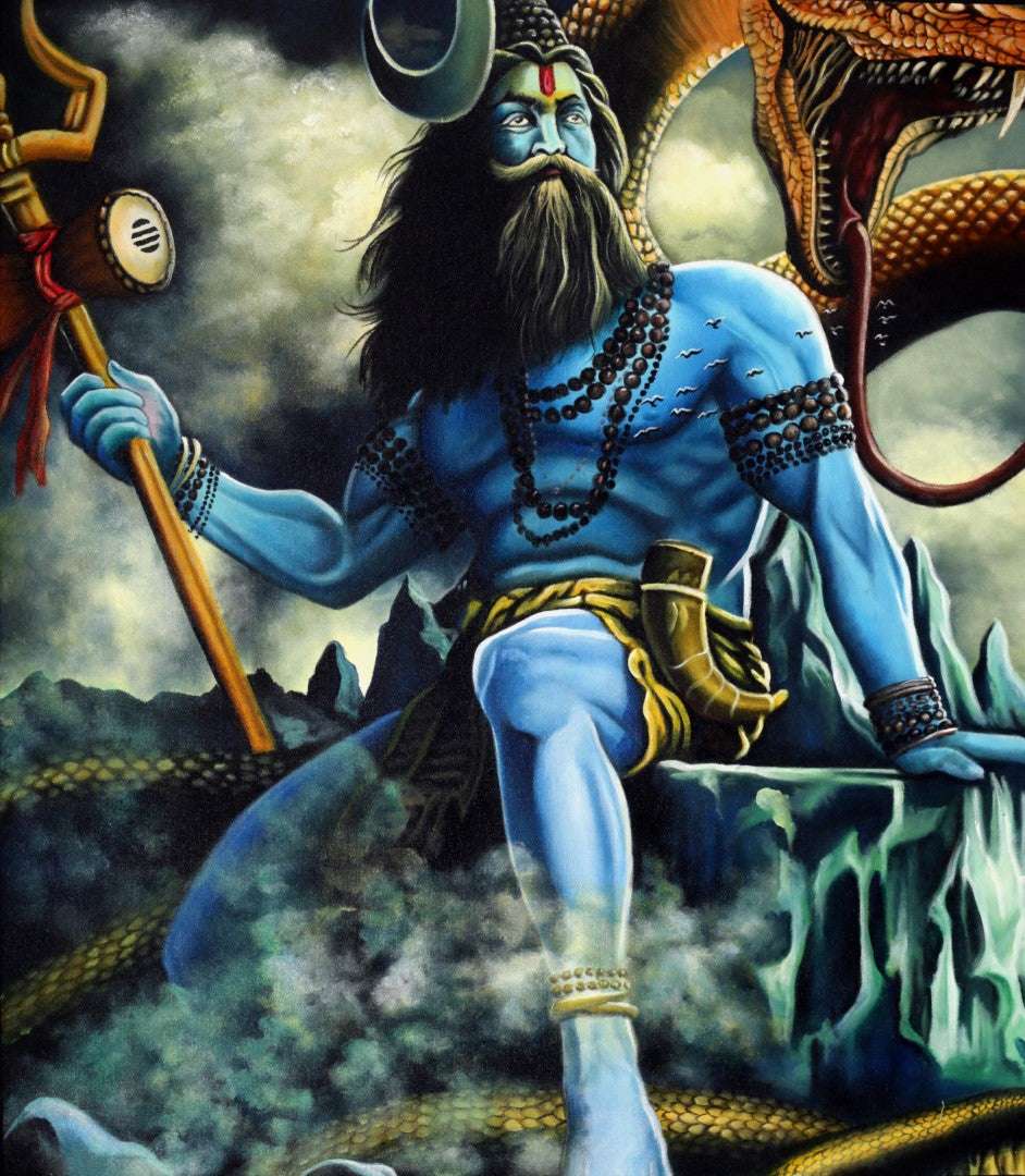 Lord Shiva Handmade Acrylic Painting Writings On The Wall Oil Painting