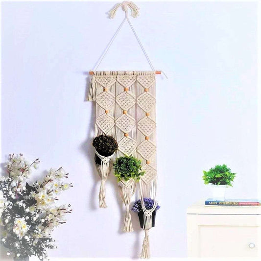 Macrame 3-in-1 Plant Hanger Writings On The Wall Wall Hanging