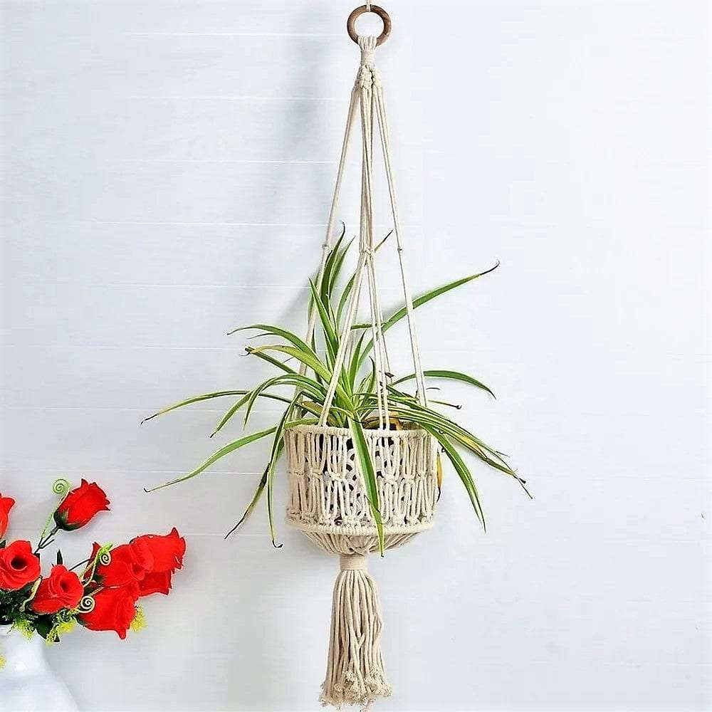 Macrame Fence Planter Hanger Writings On The Wall wall hanging