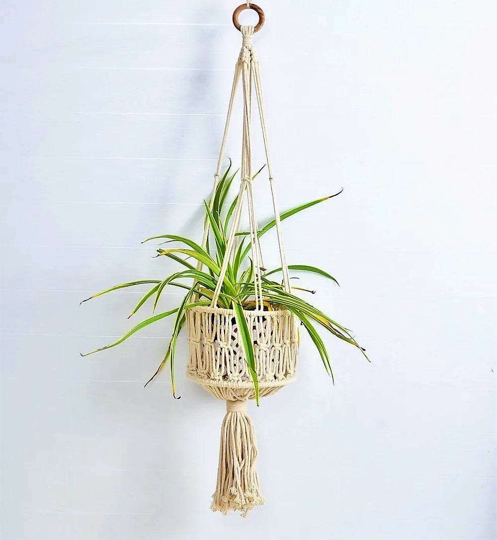 Macrame Fence Planter Hanger Writings On The Wall wall hanging
