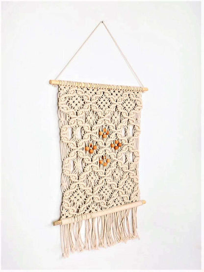 Macrame wall hanging with knots and beads Writings On The Wall Wall Hanging