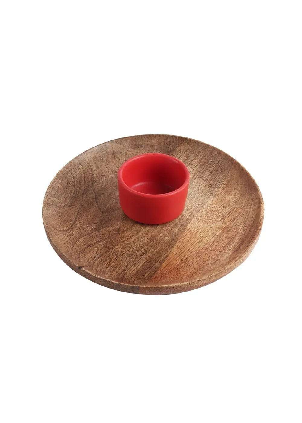Mango Wood Platters with Ceramic Chutney Bowls Writings On The Wall home decor
