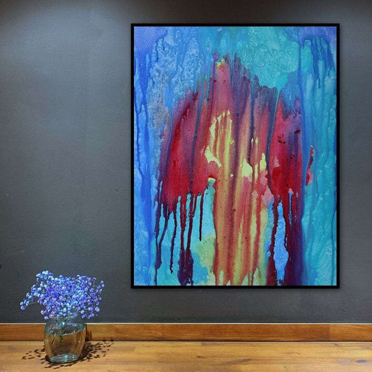 Melting Umbrella - Acrylic on Canvas Painting Writings On The Wall Oil Painting