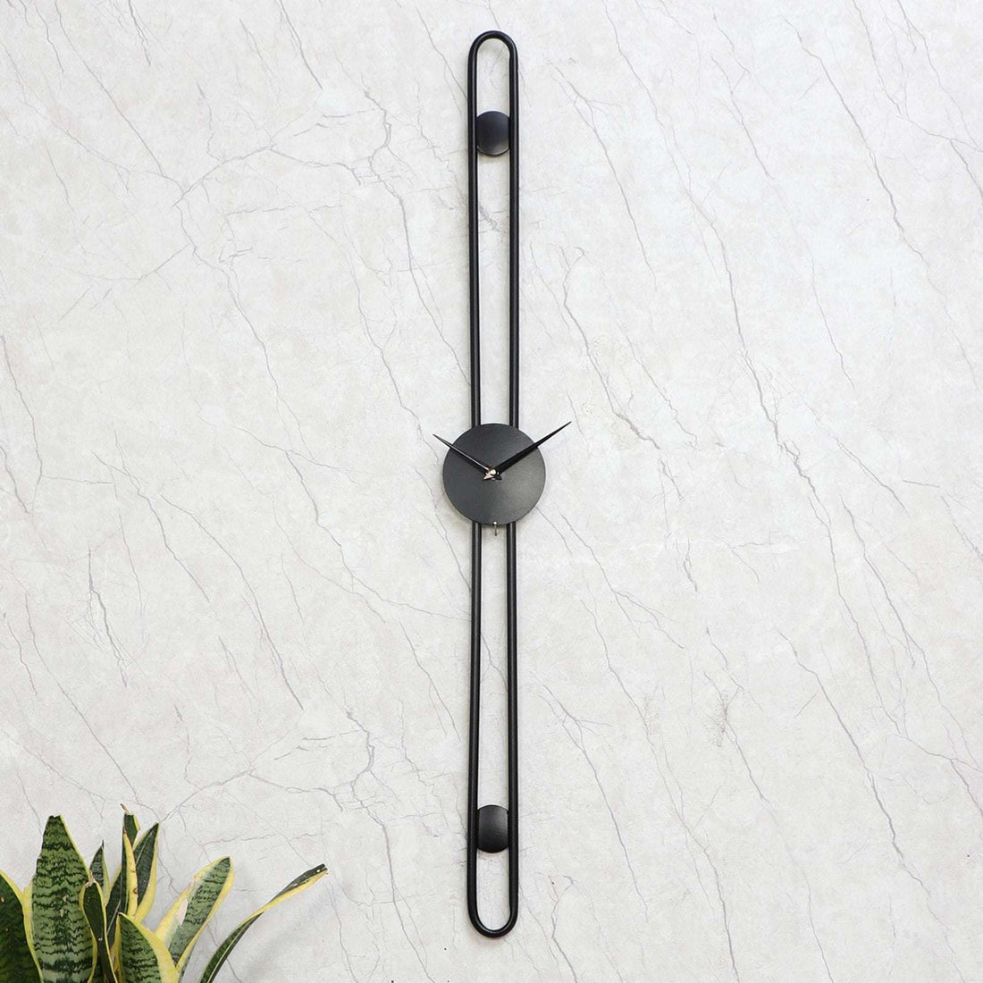 Minimal Long Hollow Black Wall Clock Writings On The Wall Metal Wall Clock