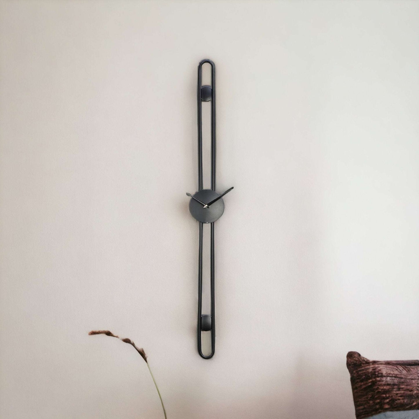 Minimal Long Hollow Black Wall Clock Writings On The Wall Metal Wall Clock