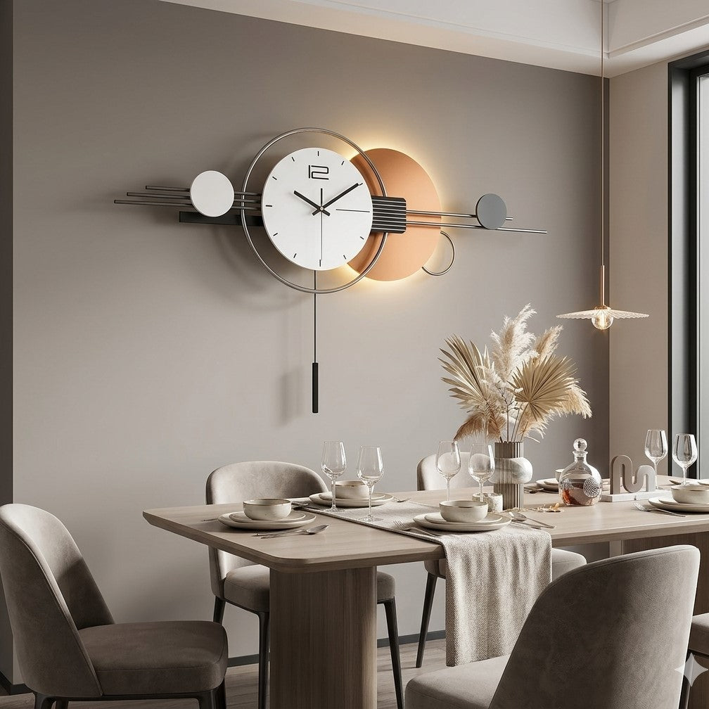 ModernGeometricBacklitDesignerWallClockwithPendulum by Writings on the wall