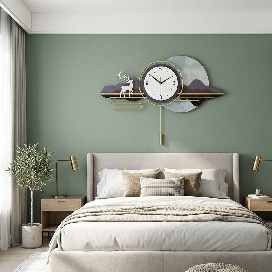 ModernMountainMetalWallArtClock by writings on the wall