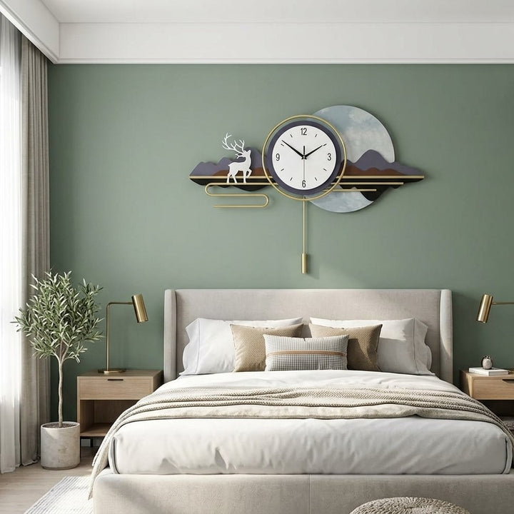 ModernMountainMetalWallArtClock by writings on the wall
