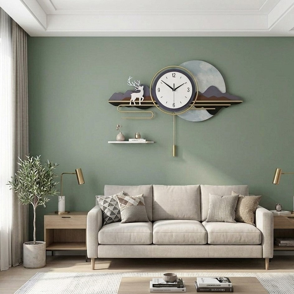 ModernMountainMetalWallArtClock by writings on the wall