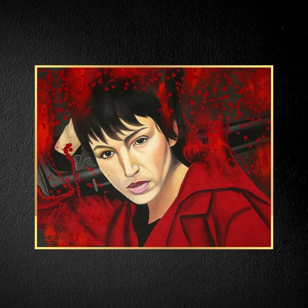 Money Heist 'Tokyo' Handmade Acrylic Painting Writings On The Wall Oil Painting