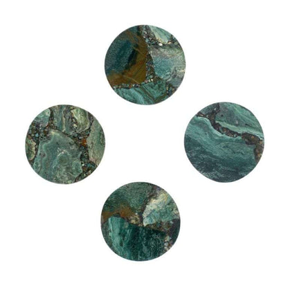Moss Agate Round Coasters - Set of 4 Writings On The Wall Coasters